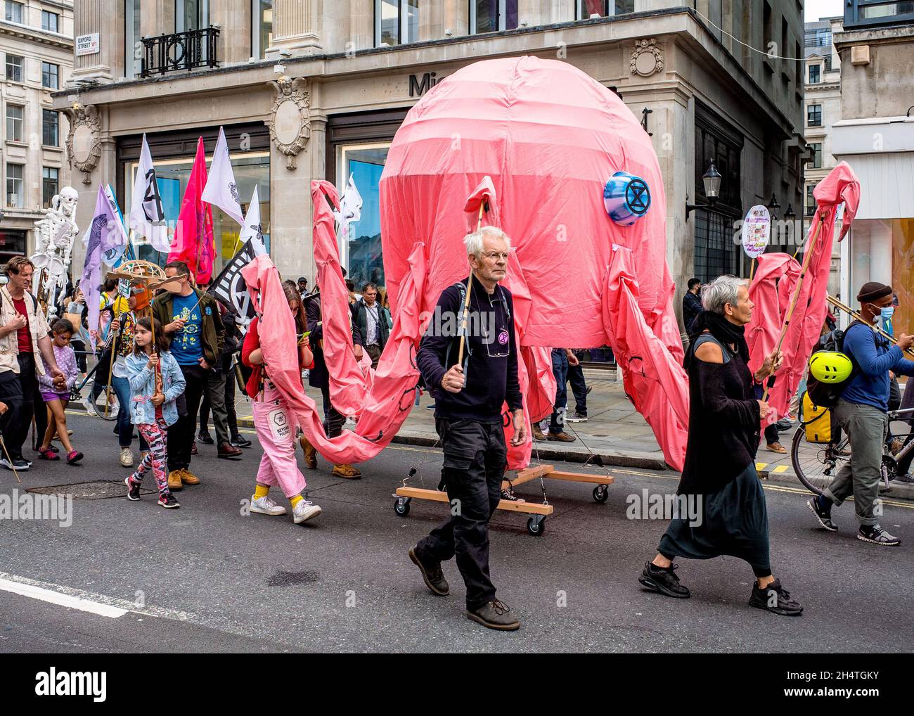 XR Protestors Octopus - Oxford Street London Stock Photo