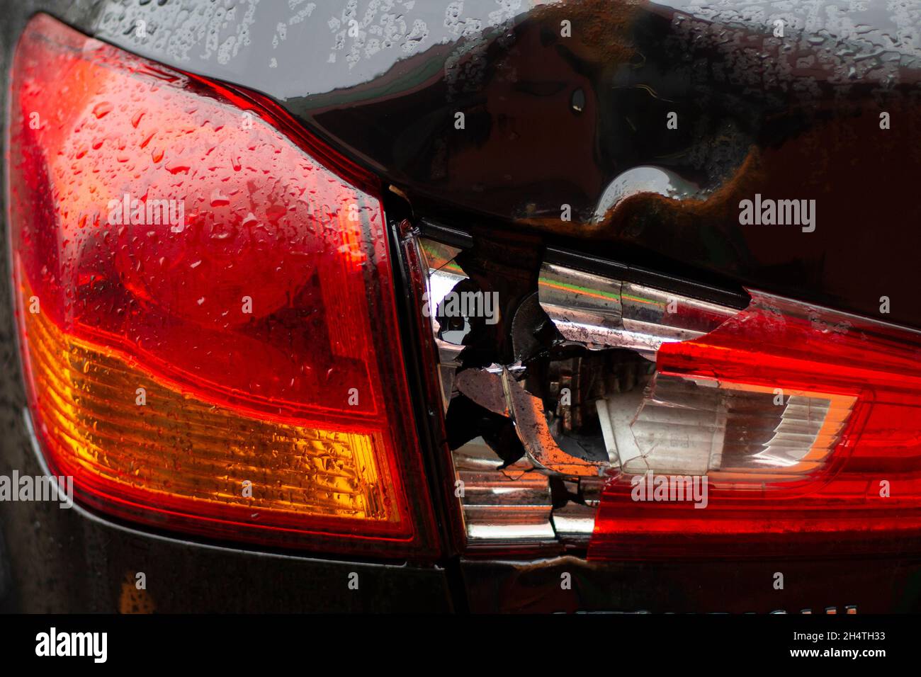 Broken headlamp. Damage to the machine lamp. Transport after a light