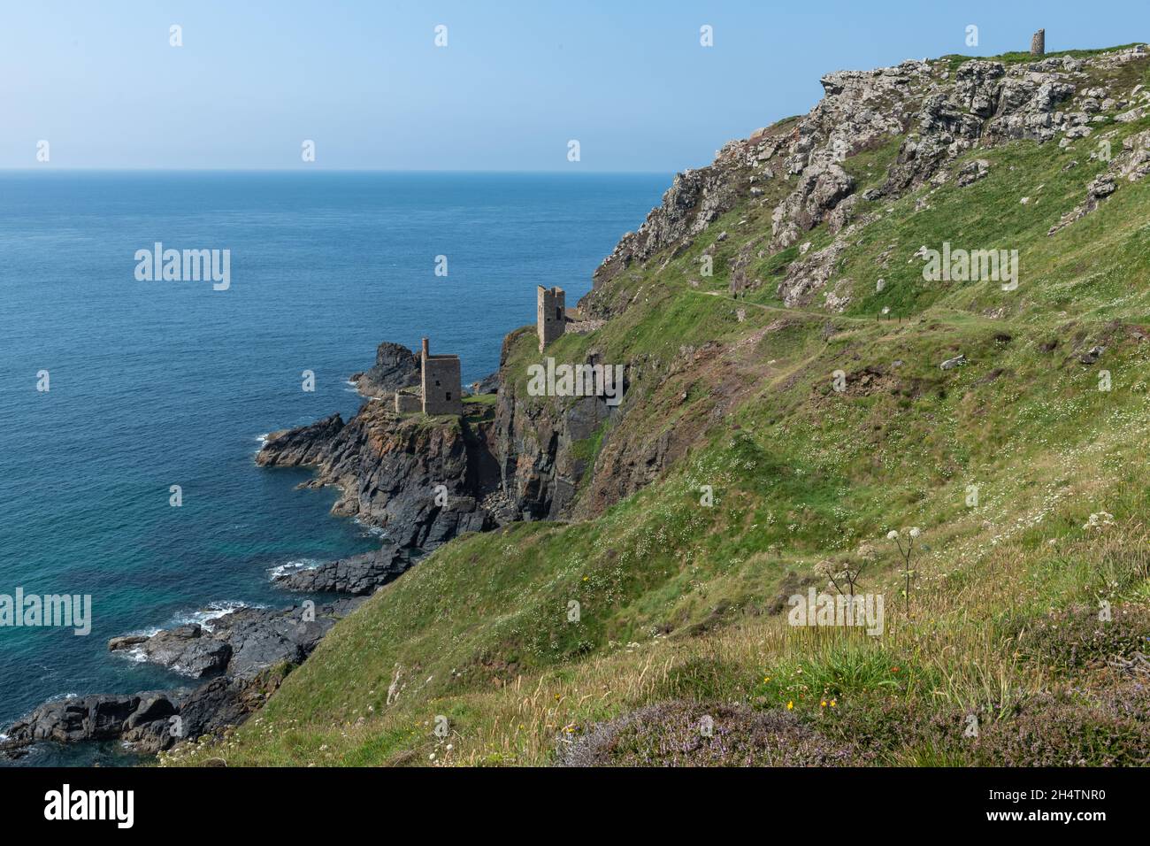 The engine houses at The Crown Mines at Botallack mine in Cornwall ...