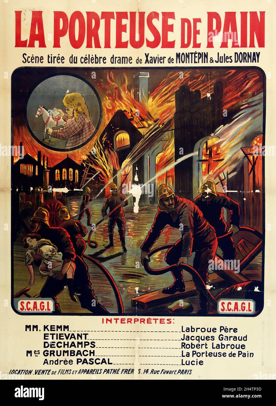 Old movie poster La Porteuse de pain, film de Denola (1912