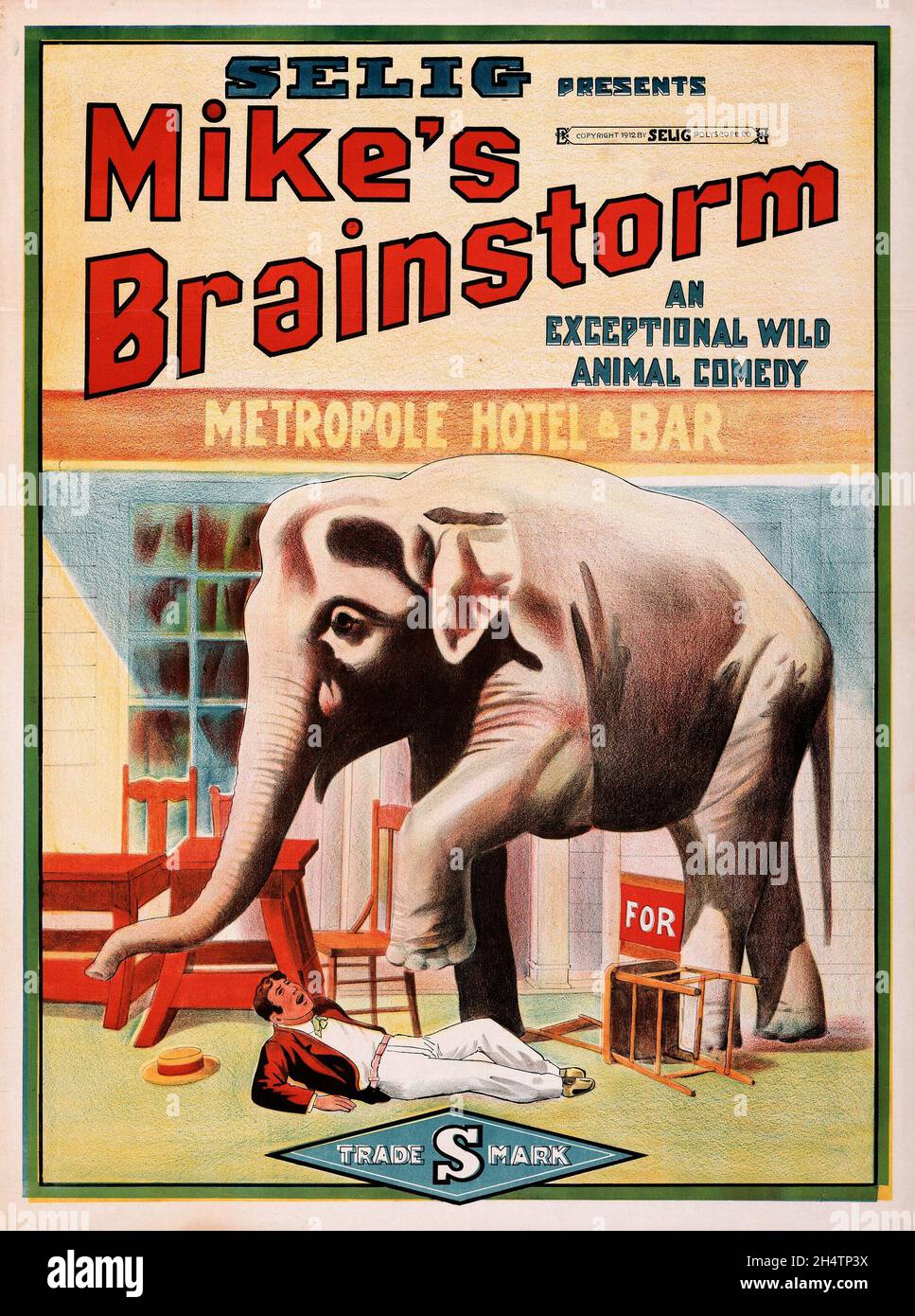 Vintage movie poster - Mike's Brainstorm (Selig, 1912) An exceptional wild animal  comedy Stock Photo - Alamy