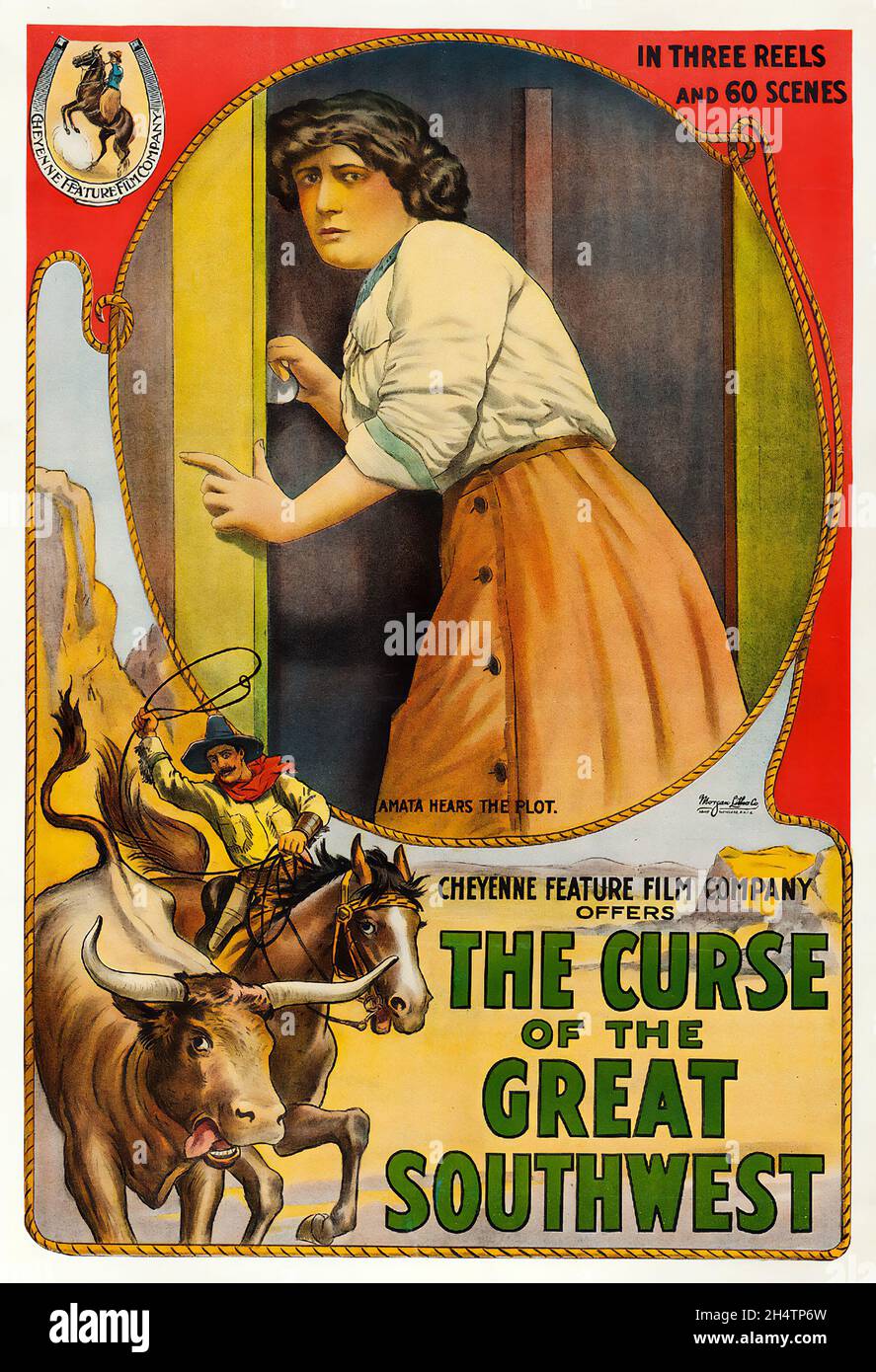 Vintage movie poster for the 1913 film The Curse of the Great Southwest Cheyenne feature film