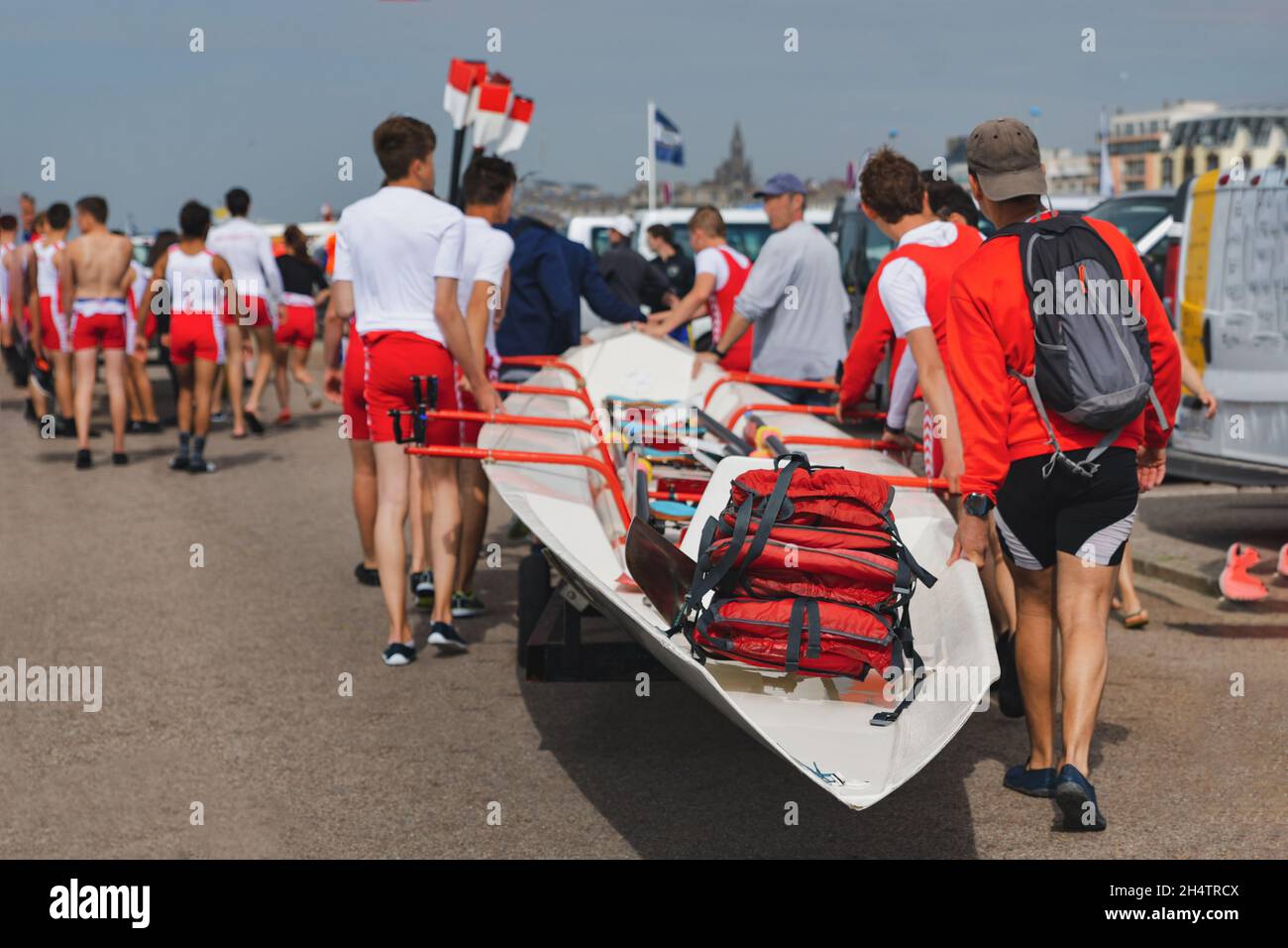 French Rowing Championship. Water Rowing boats with teams Stock Photo Alamy