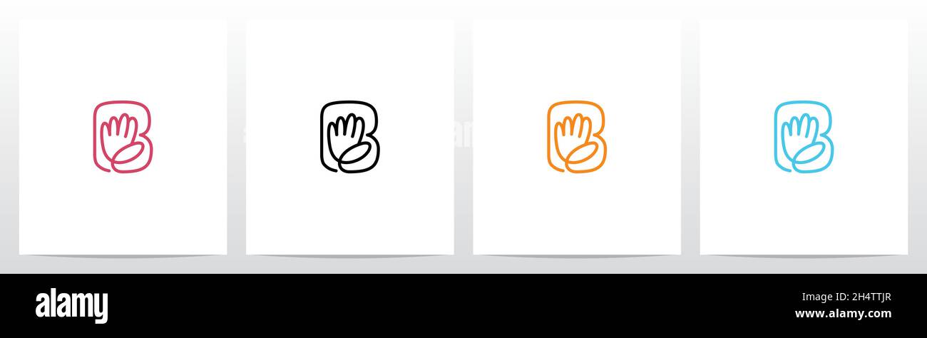 High Five Outline On Letter Logo Design B Stock Vector