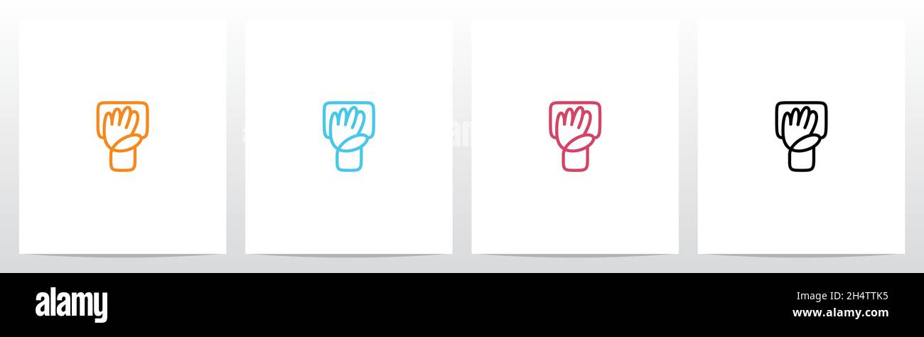 High Five Outline On Letter Logo Design T Stock Vector