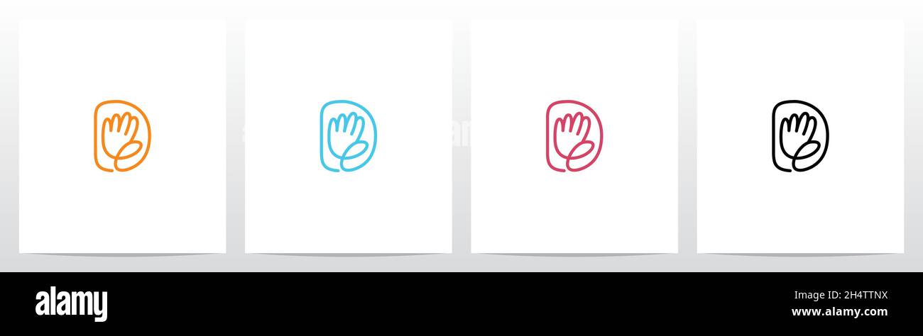 High Five Outline On Letter Logo Design D Stock Vector