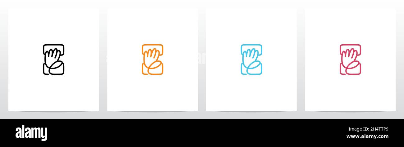 High Five Outline On Letter Logo Design I Stock Vector