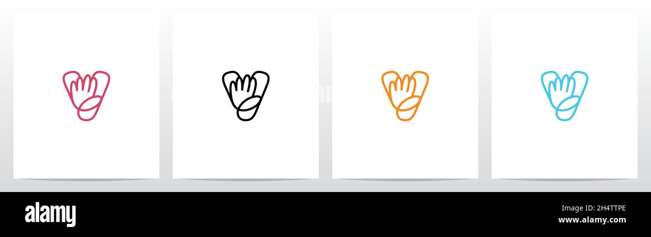High Five Outline On Letter Logo Design V Stock Vector