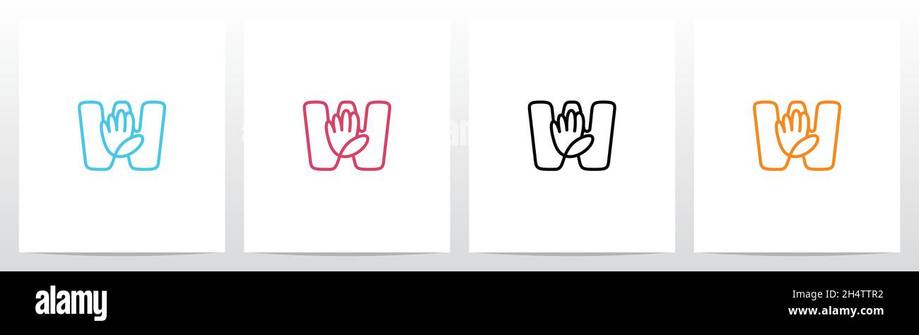 High Five Outline On Letter Logo Design W Stock Vector