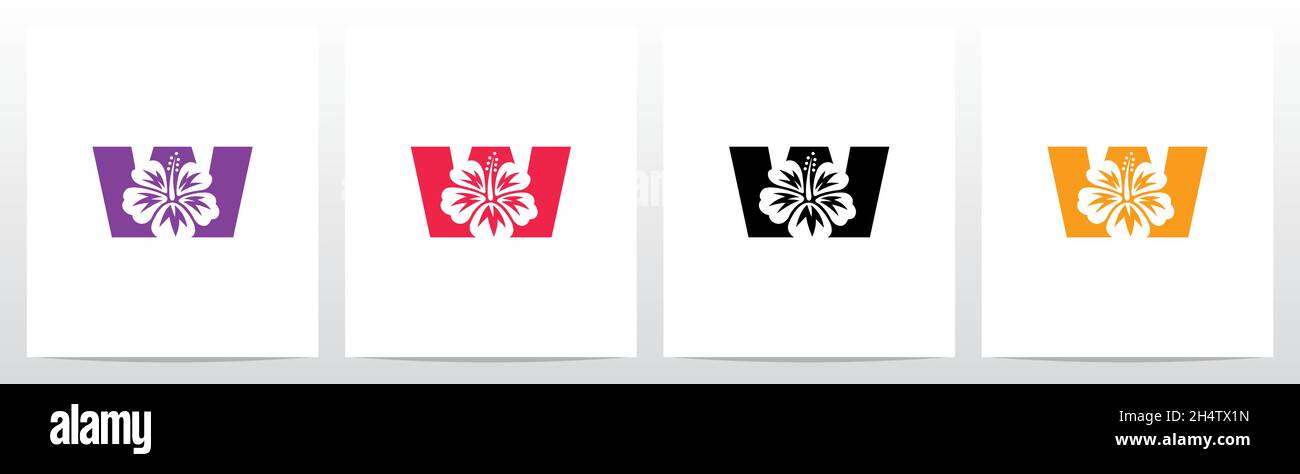 Hibiscus Flower On Letter Logo Design W Stock Vector Image & Art - Alamy