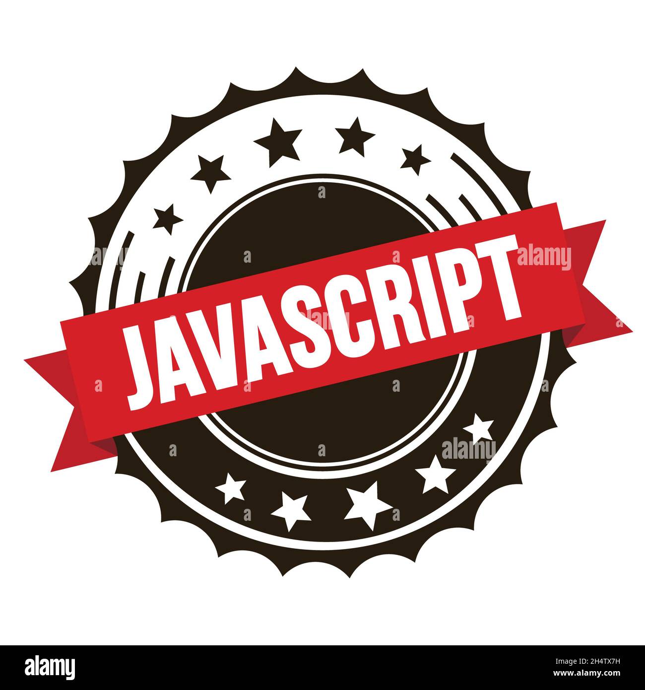 JAVASCRIPT text on red brown ribbon badge stamp Stock Photo - Alamy