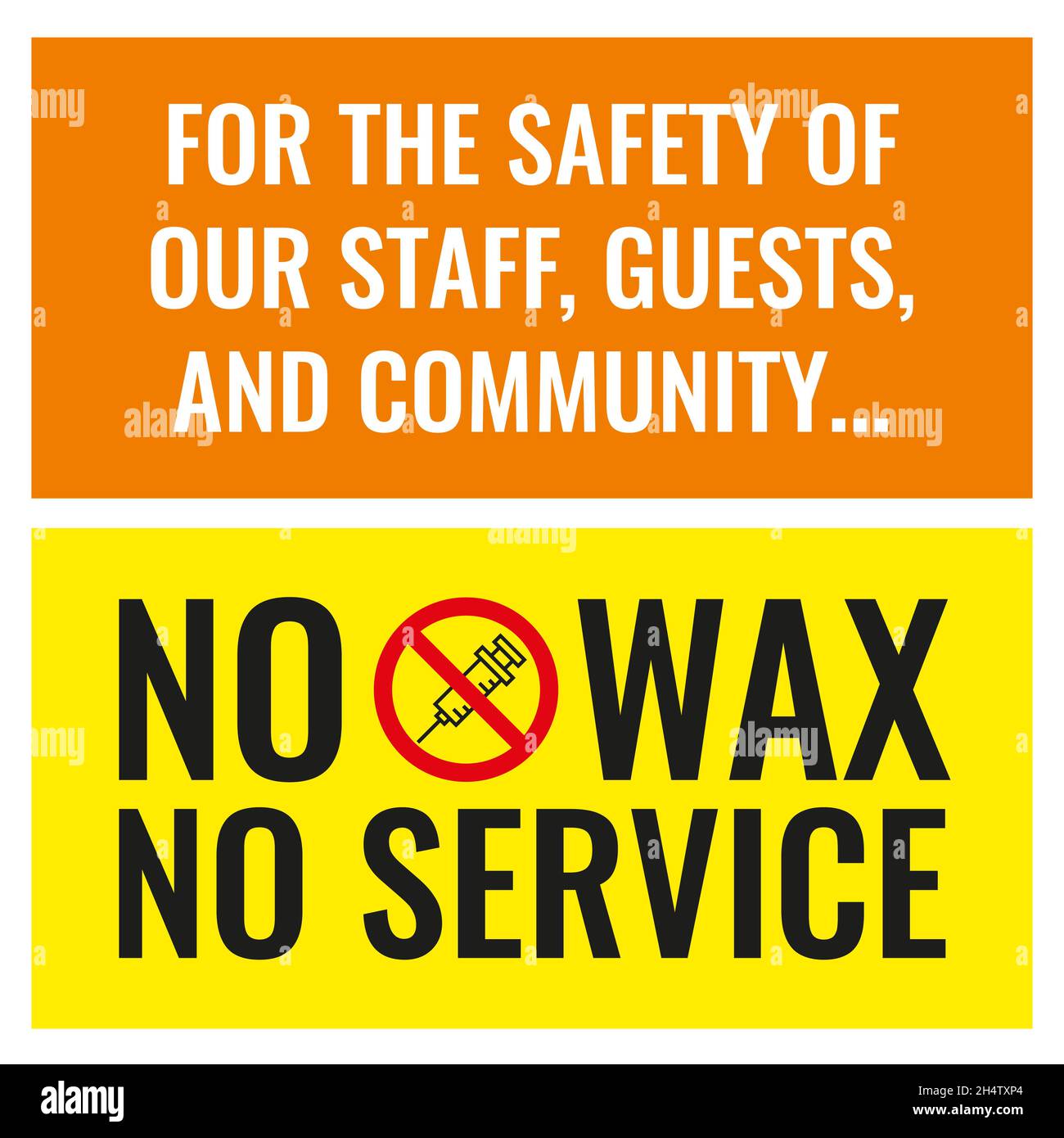 No Wax No Service Vaccination Required. Important notice green pass required with id. Announcement before entering a public place during the coronavir Stock Vector