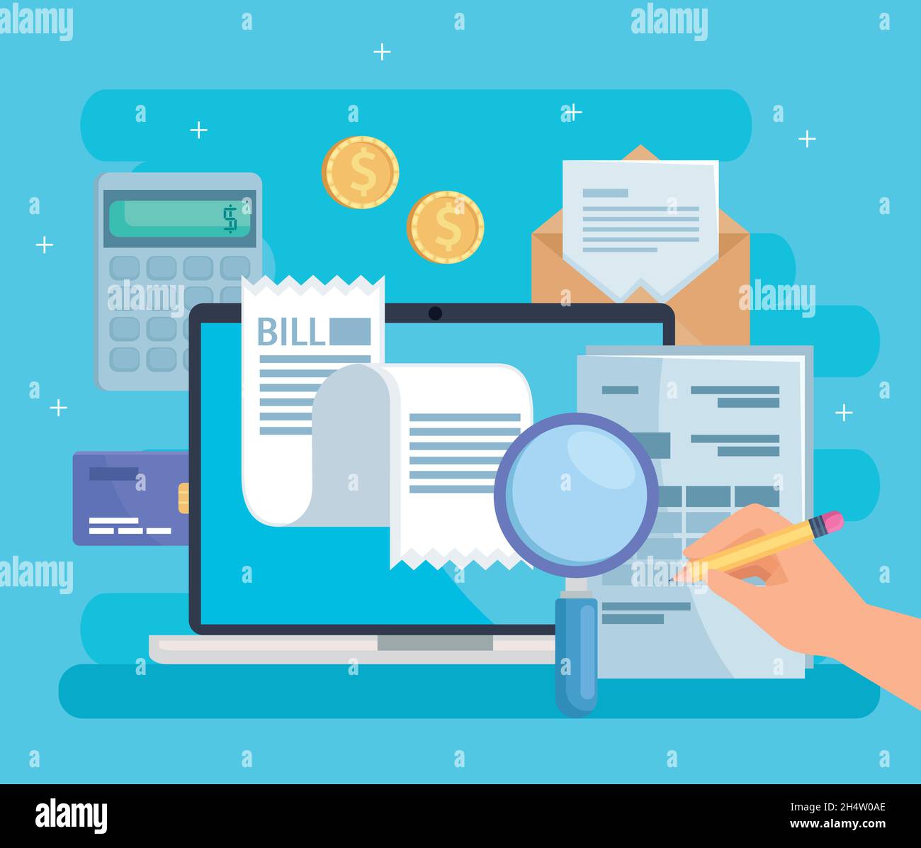 laptop and financial icons Stock Vector Image & Art - Alamy
