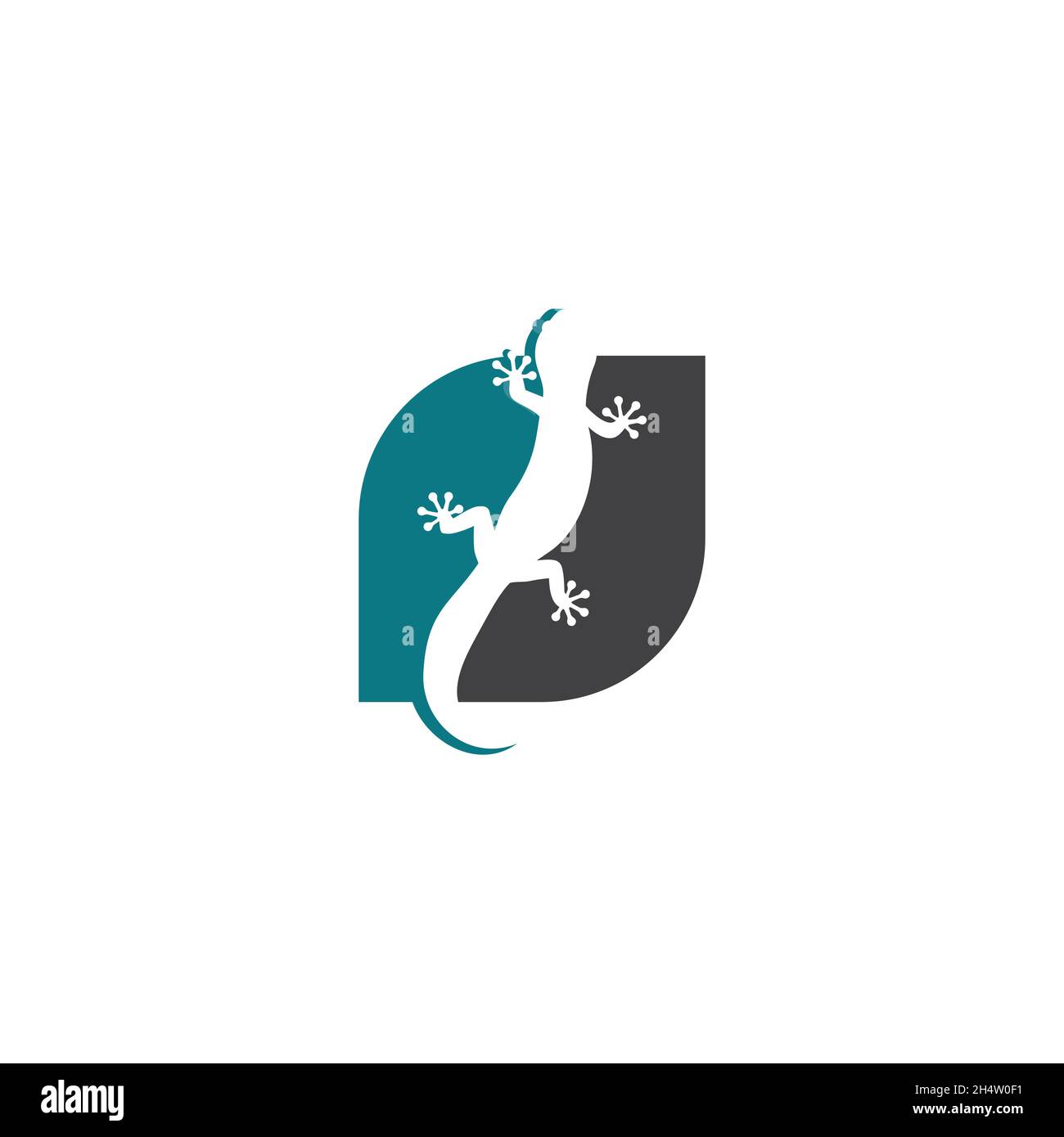design vector. logo illustration idea from abstract combination of leaves and geckos. Stock Vector