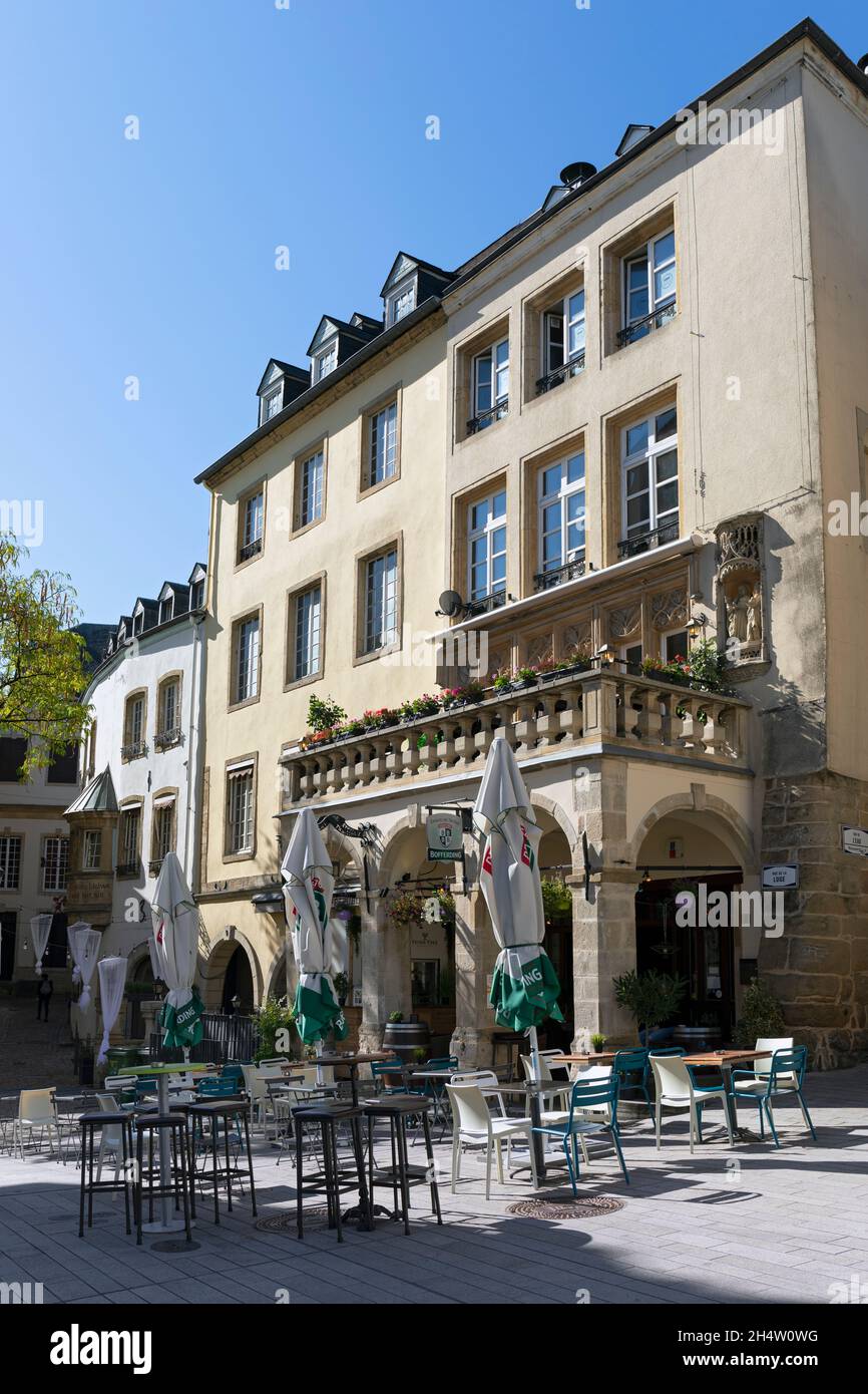 Europe, Luxembourg, Luxembourg City, Dipso - The Wine Republic, a traditional Wine Bar on Rue de la Loge Stock Photo