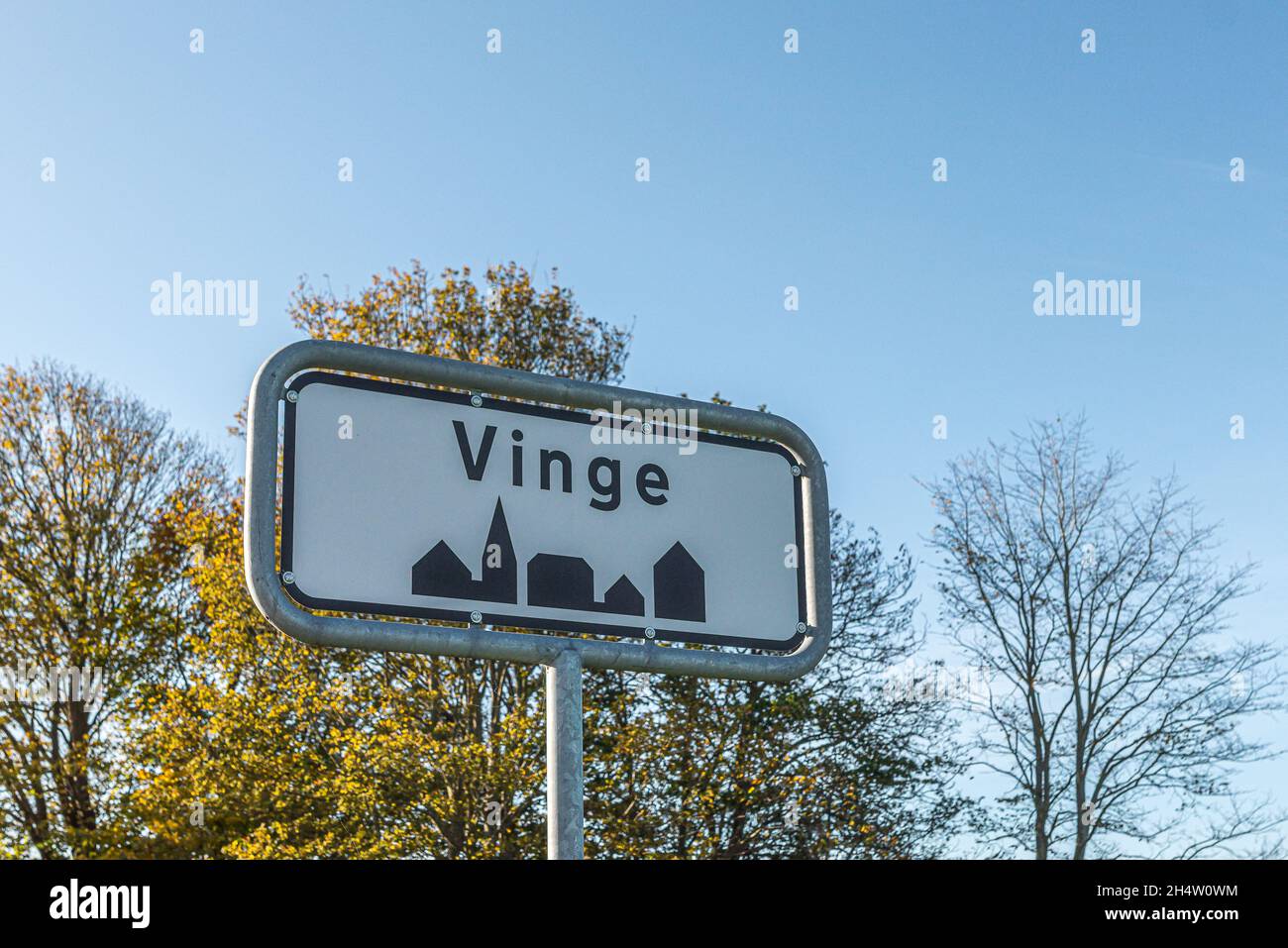 road sign of the suburb Vinge in Frederikssund, October 23, 2021 Stock Photo