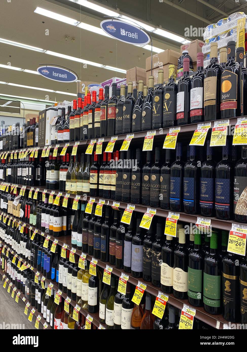 Israeli Kosher wine selection at a JewelOsco supermarket in suburban