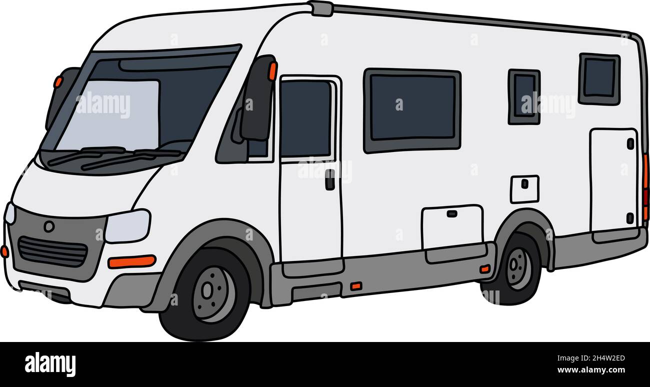 The vectorized hand drawing of a modern large motor home Stock Vector