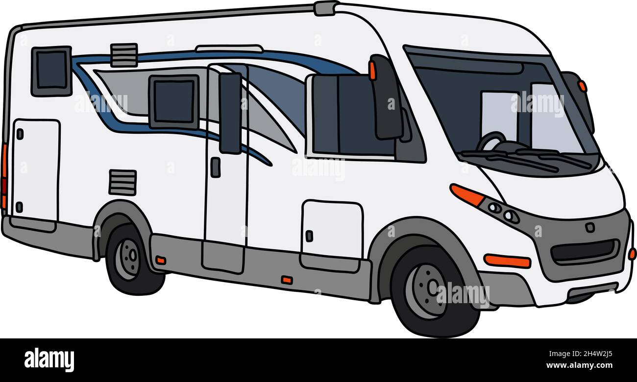 The vectorized hand drawing of a modern large motor home Stock Vector