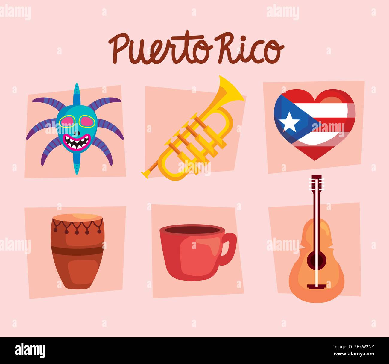 puerto rico culture icons Stock Vector