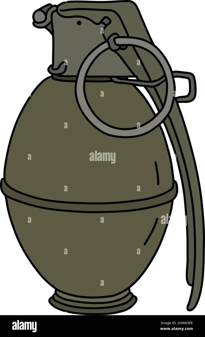 The old khaki offensive hand grenade Stock Vector