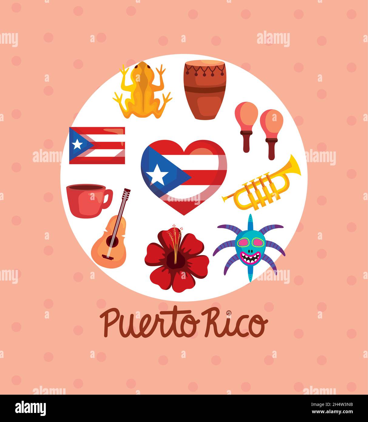 traditional icons of puerto rico Stock Vector