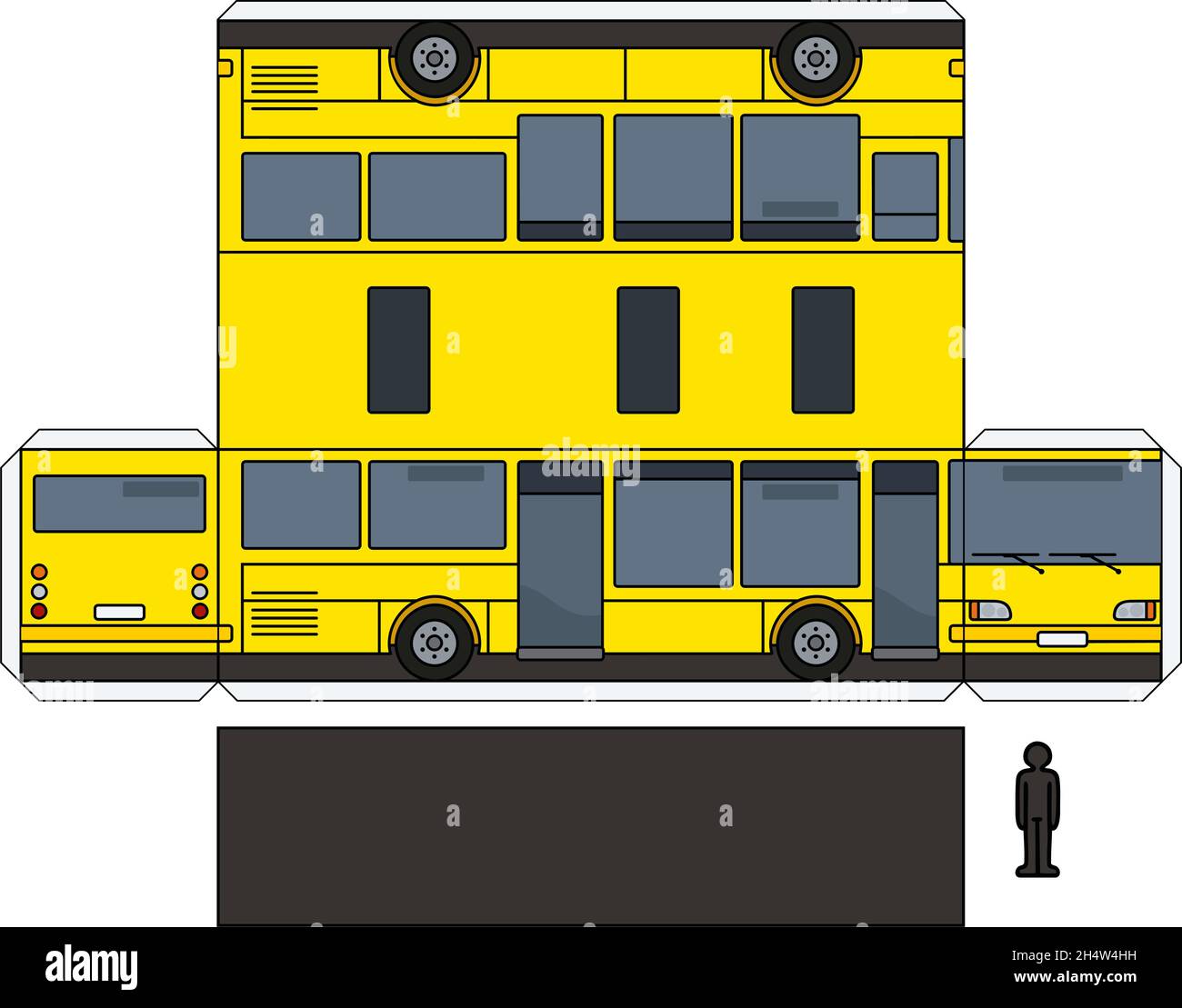 The simple vector paper model of a yellow bus Stock Vector Image & Art ...