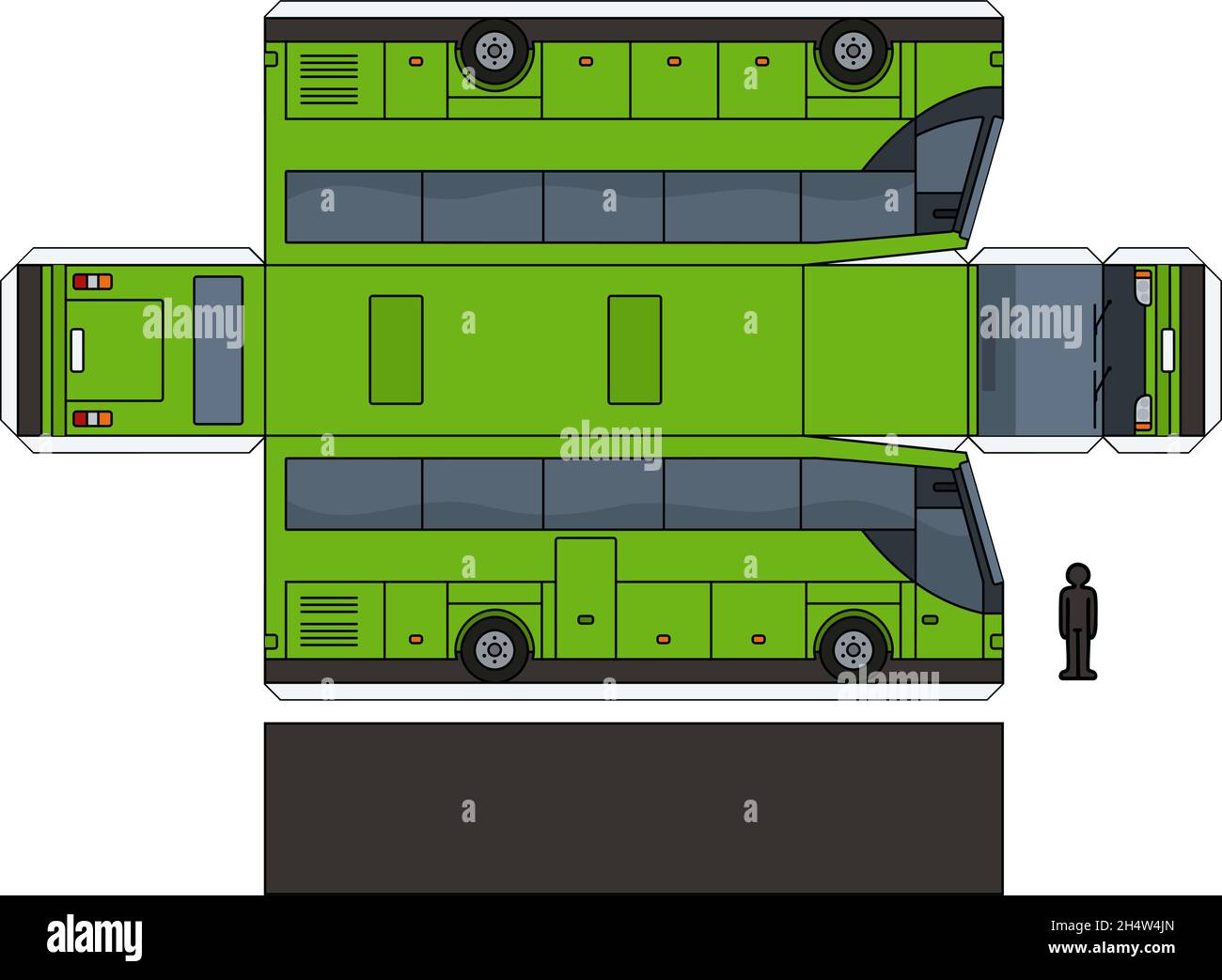 The simple vector paper model of a green touristic bus Stock Vector ...