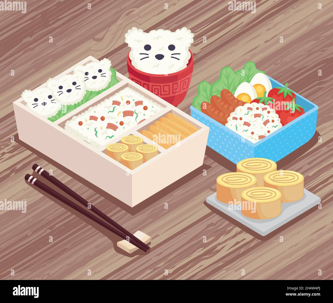 bento boxes lunch in table Stock Vector Image & Art - Alamy