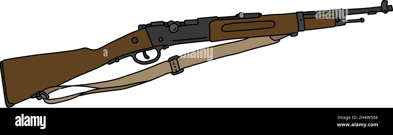The vectorized hand drawing of an old military rifle Stock Vector Image ...