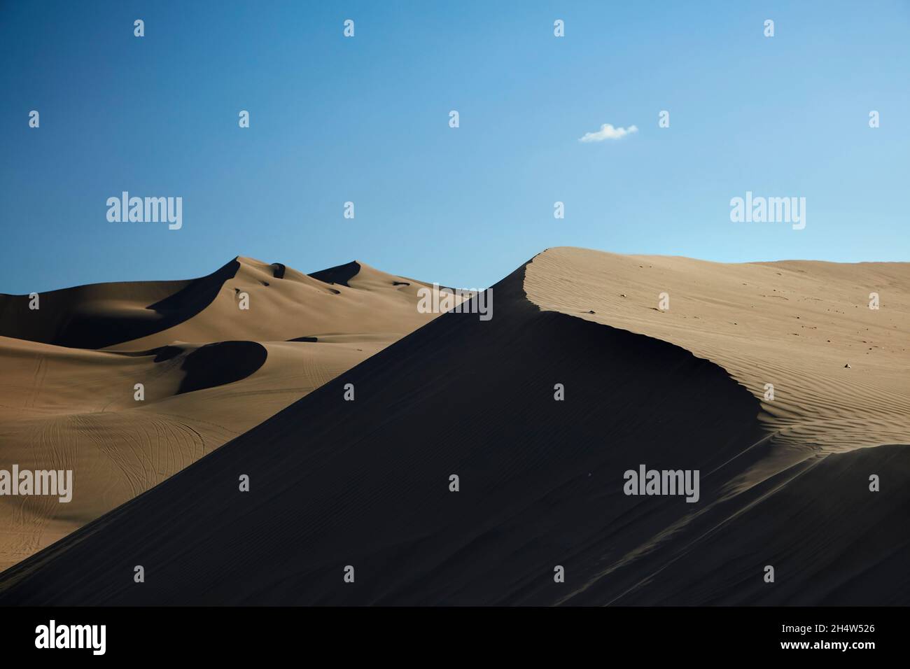 Sand dunes in desert near Huacachina Oasis, Ica, Peru, South America Stock Photo