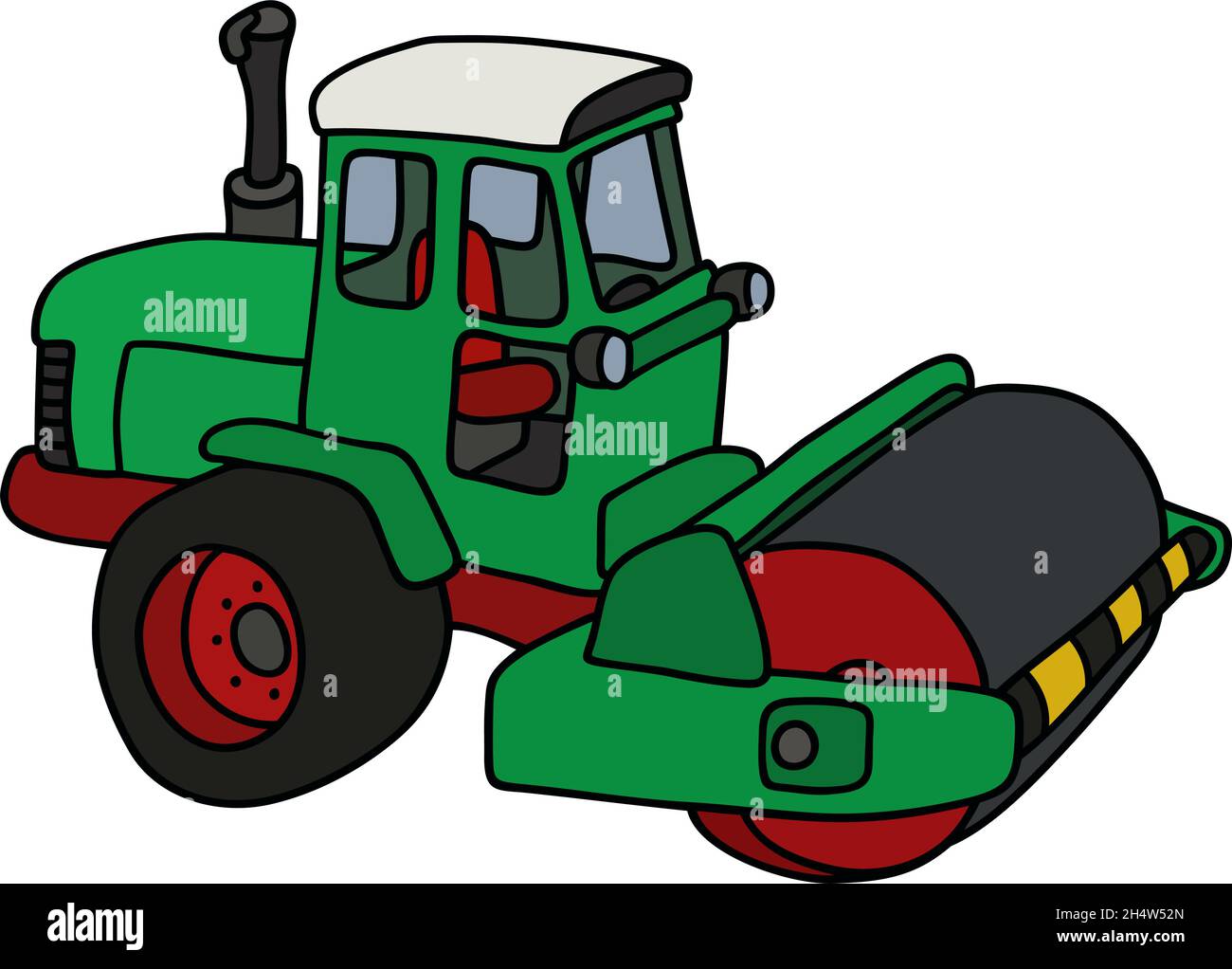 The hand drawing of a green road roller Stock Vector Image & Art - Alamy