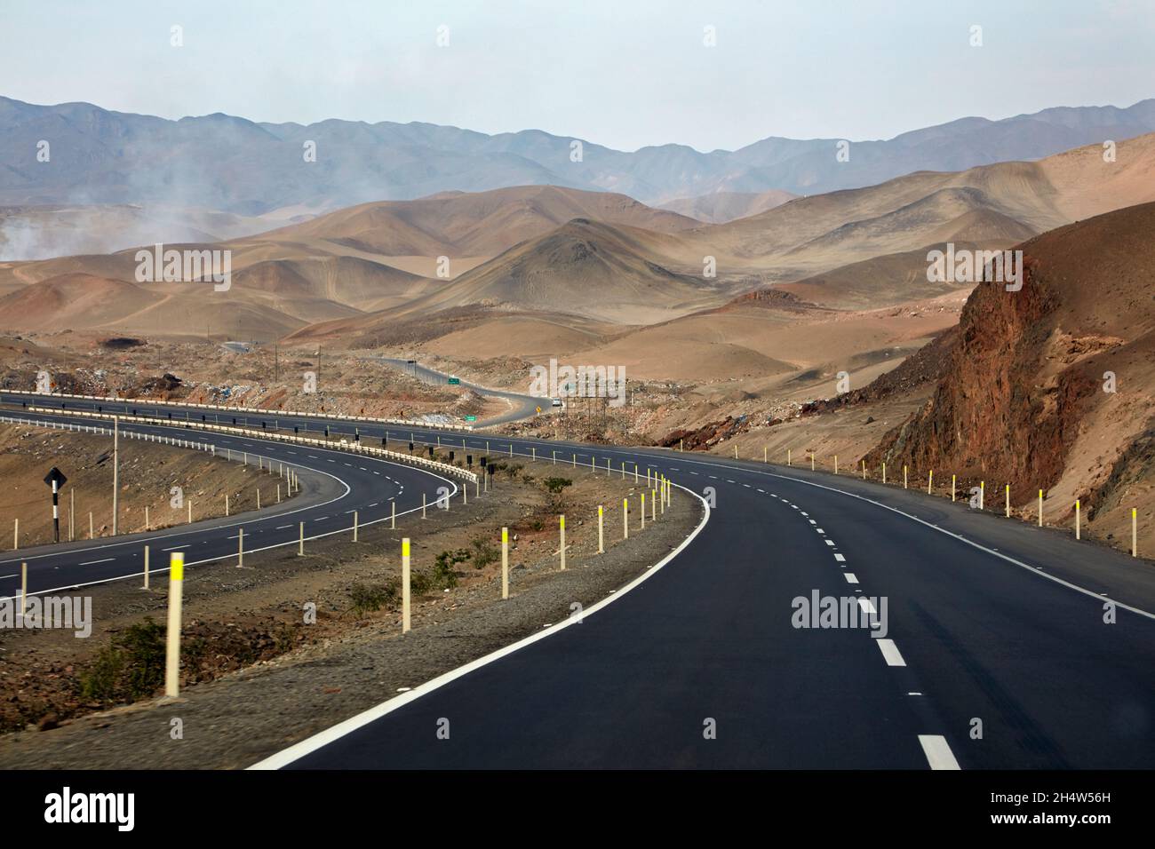 Pan American Highway and desert south of Lima, Peru, South America Stock Photo