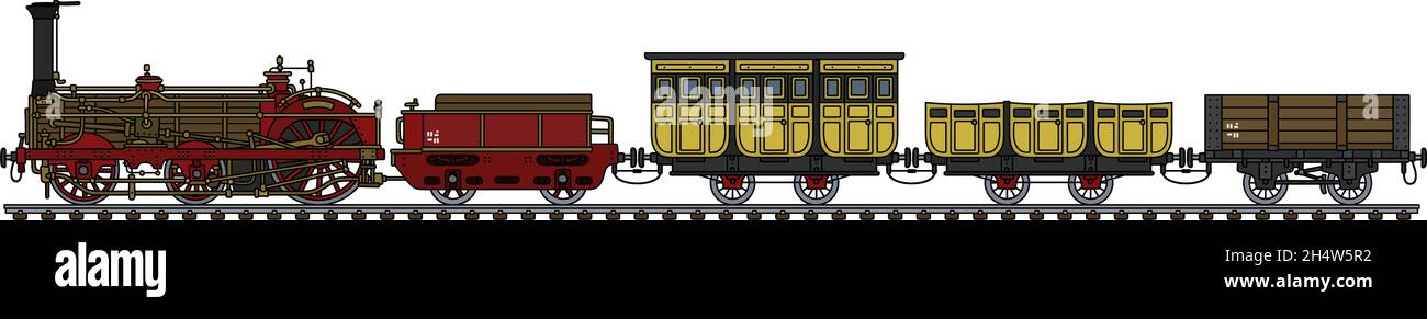 The hand drawing of a historical steam train Stock Vector Image & Art ...