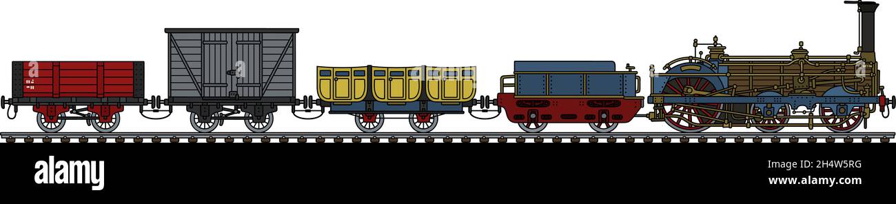 The hand drawing of a historical steam train Stock Vector Image & Art ...