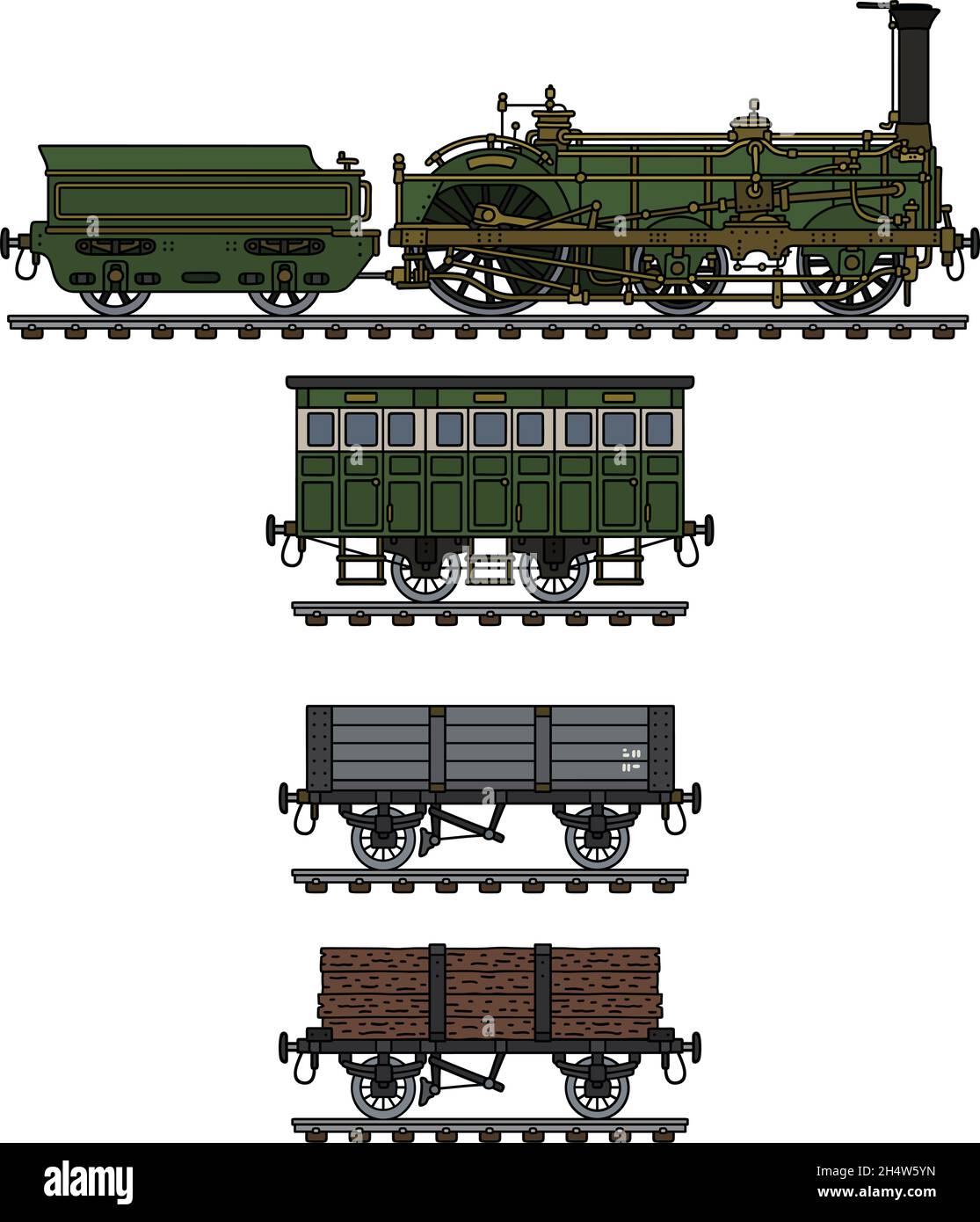 The hand drawing of a historical steam train Stock Vector Image & Art ...