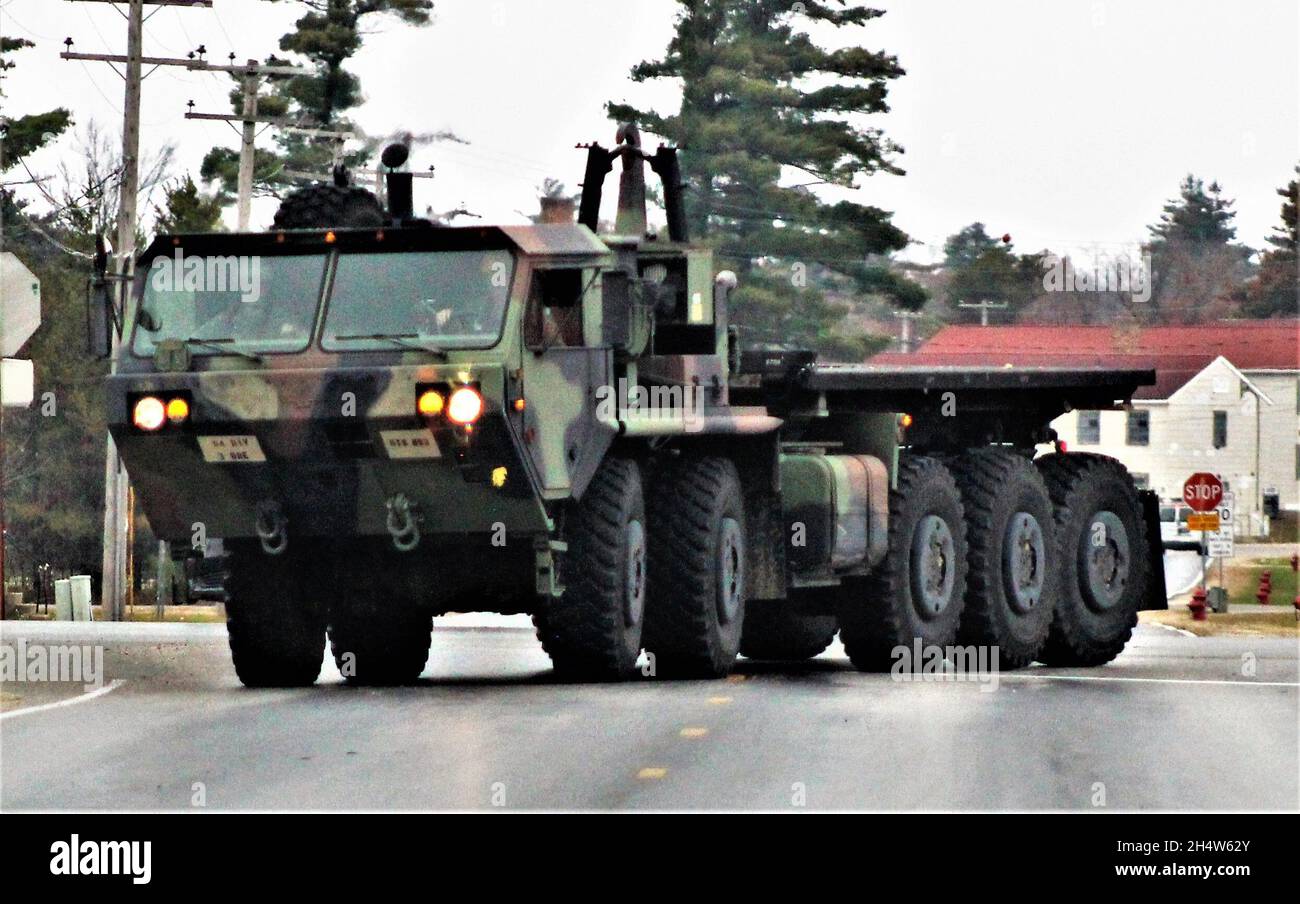 Soldiers and staff with the Fort McCoy Regional Training Site (RTS)-Maintenance  training facility operate a military vehicle near their facility Oct. 28,  2021, at Fort McCoy, Wis. RTS-Maintenance at Fort McCoy trains