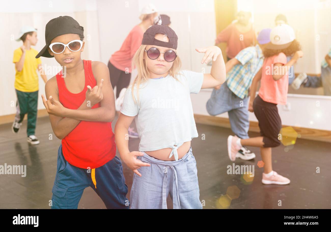 Kids hip hop dancers posing at studio Stock Photo - Alamy