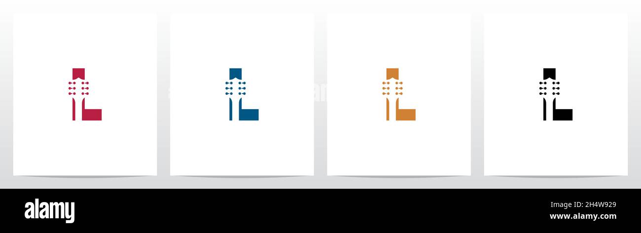 Guitar Head On Letter Logo Design L Stock Vector
