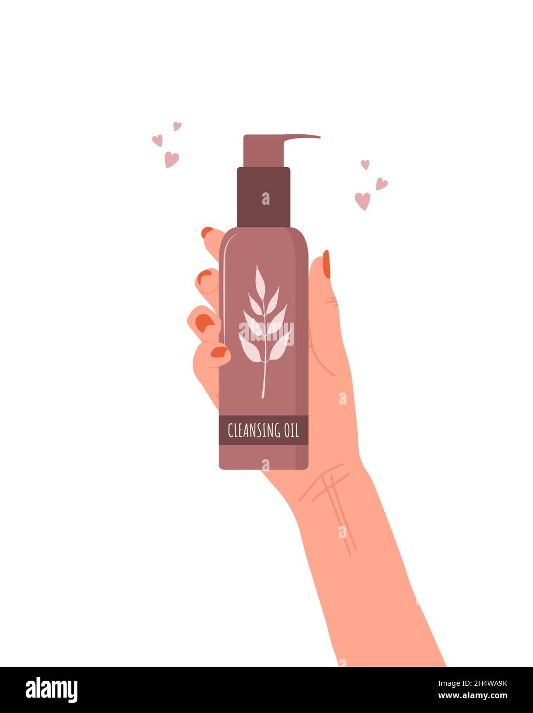 Skin care concept. Female hand holds tube of deep cleansing oil