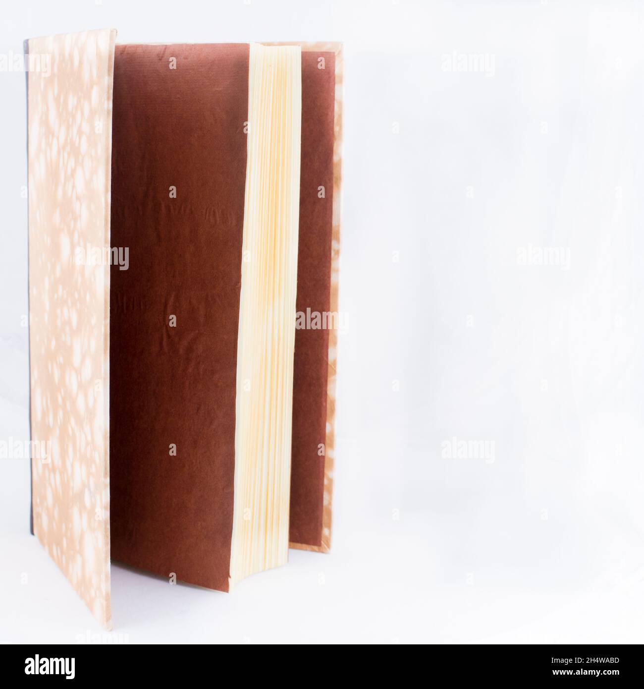 Beautiful hand binded book with leather and waterprint paper with white ...