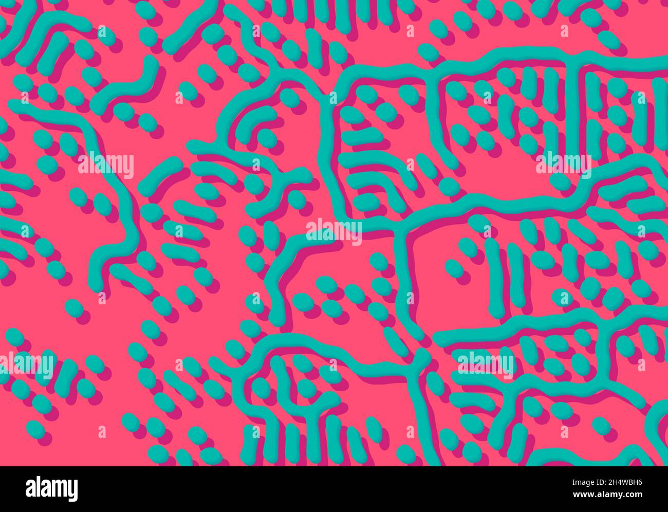 Abstract background with optical illusion generative pattern and vibrant fluid psychedelic colors. Stock Vector