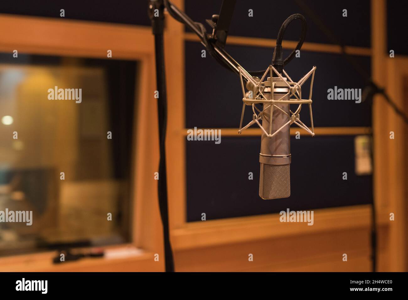 Condenser microphone in recording studio Stock Photo - Alamy