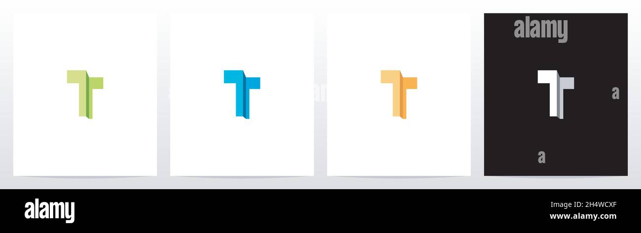 Folded Letter Logo Design T Stock Vector
