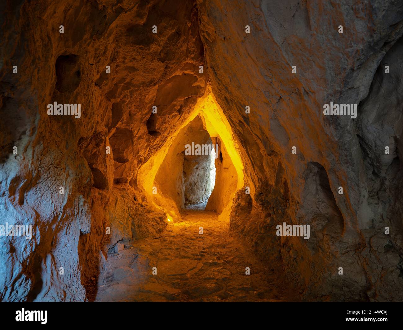 Bulak Mencilis Cave exit road. Fantastic cave with 500 meters hiking trail. Turkey Travel. Bulak Mencilis Cave Stock Photo