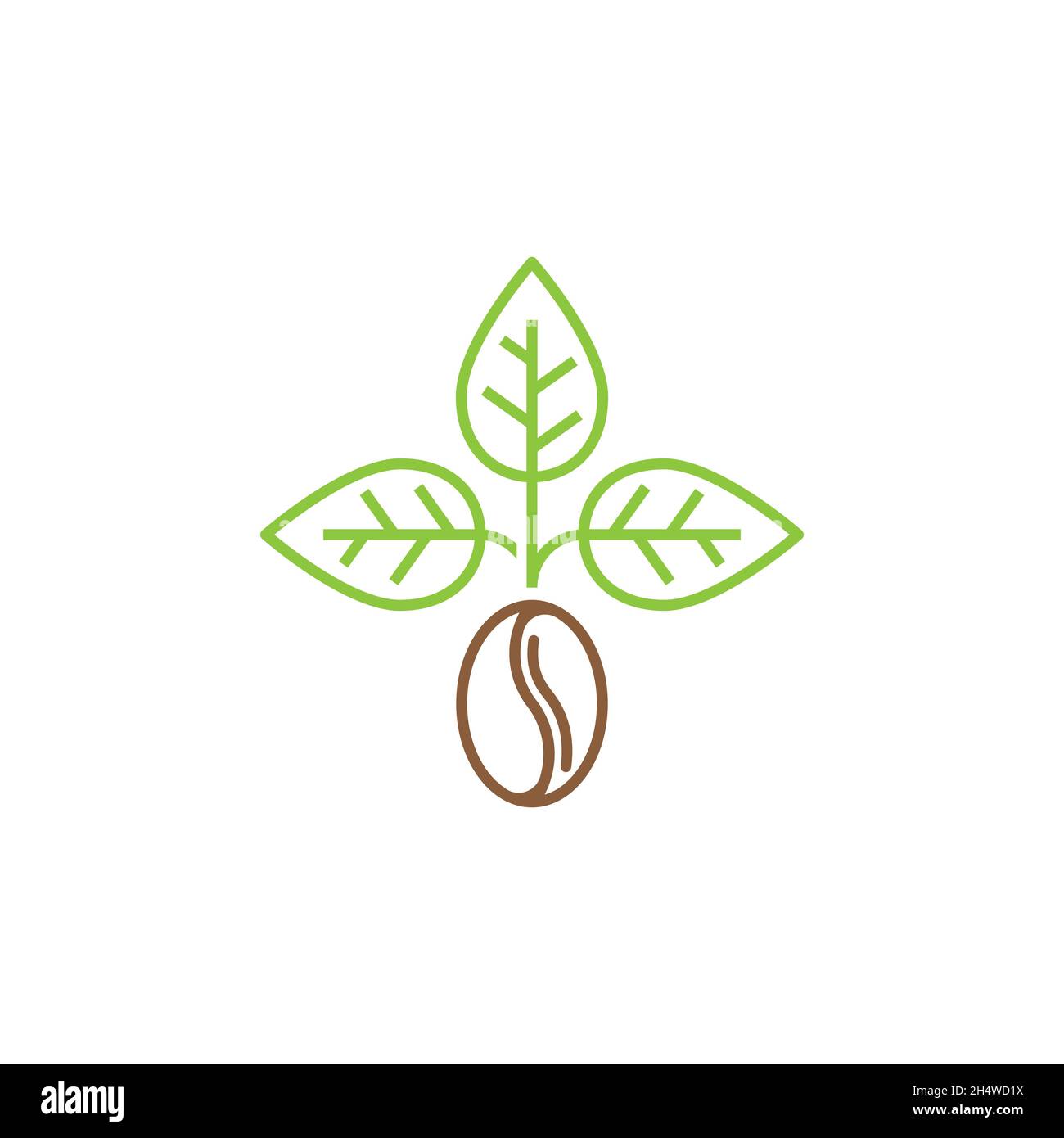 vector design. logo combination from leaf and coffee bean logo. Stock Vector