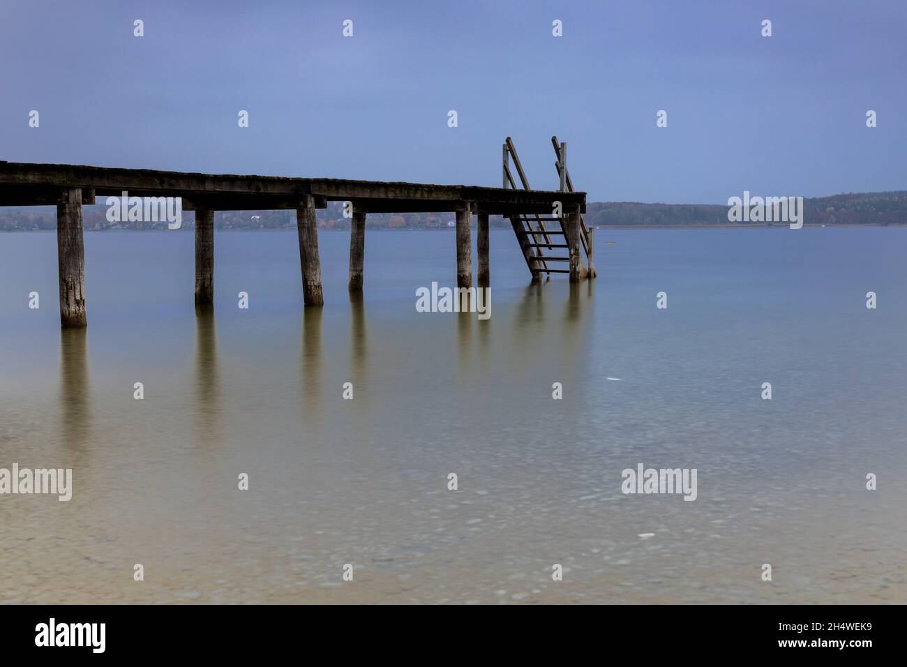 Cloudy evening at Lake Ammersee, Bavaria, Germany Stock Photo