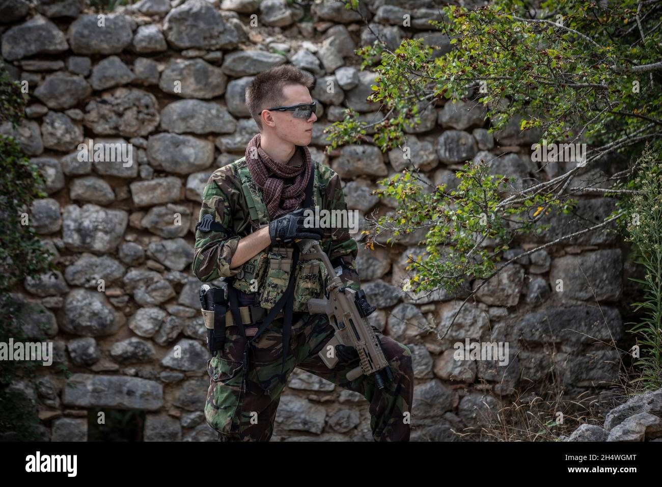 War simulation, paintball in Italy Stock Photo