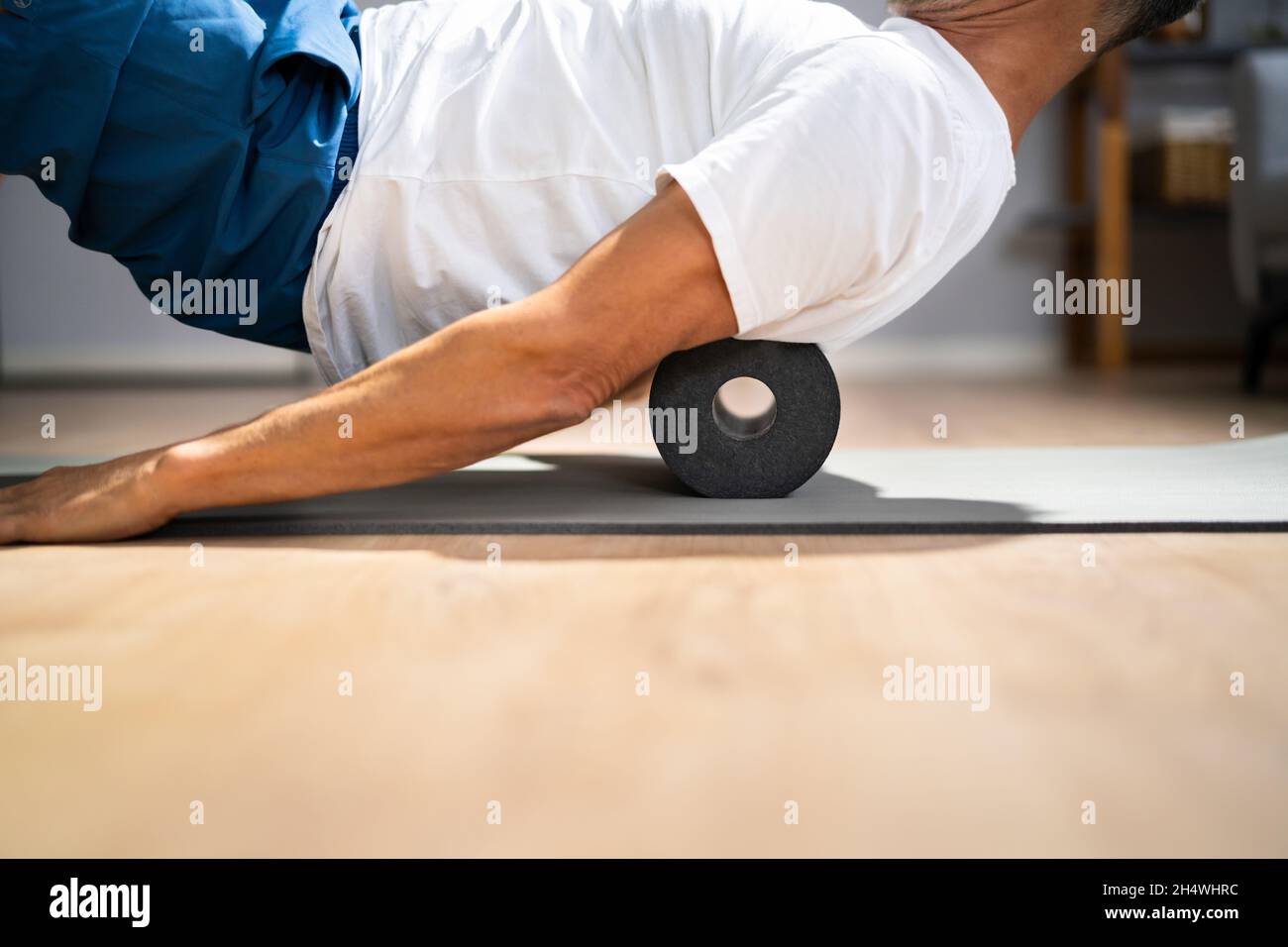 Foam Roller Healthy Back Workout Sport Training On Floor Stock Photo ...