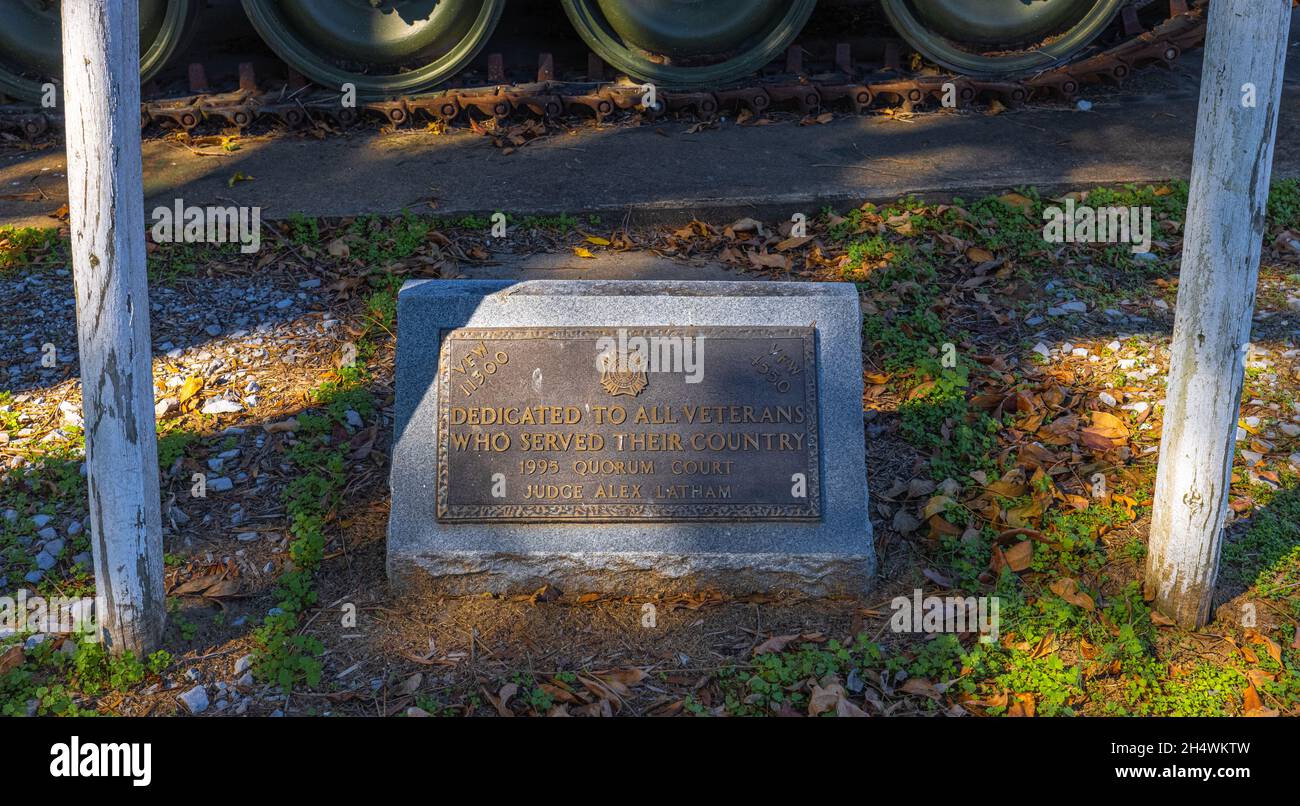 Walnut Ridge, Arkansas, USA October 18, 2021 Plaque infront of a